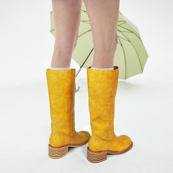 Women's Knee High Boots, Square Toe, Chunky Block Heel, Comfortable Low Heel - Picture 4 of 5